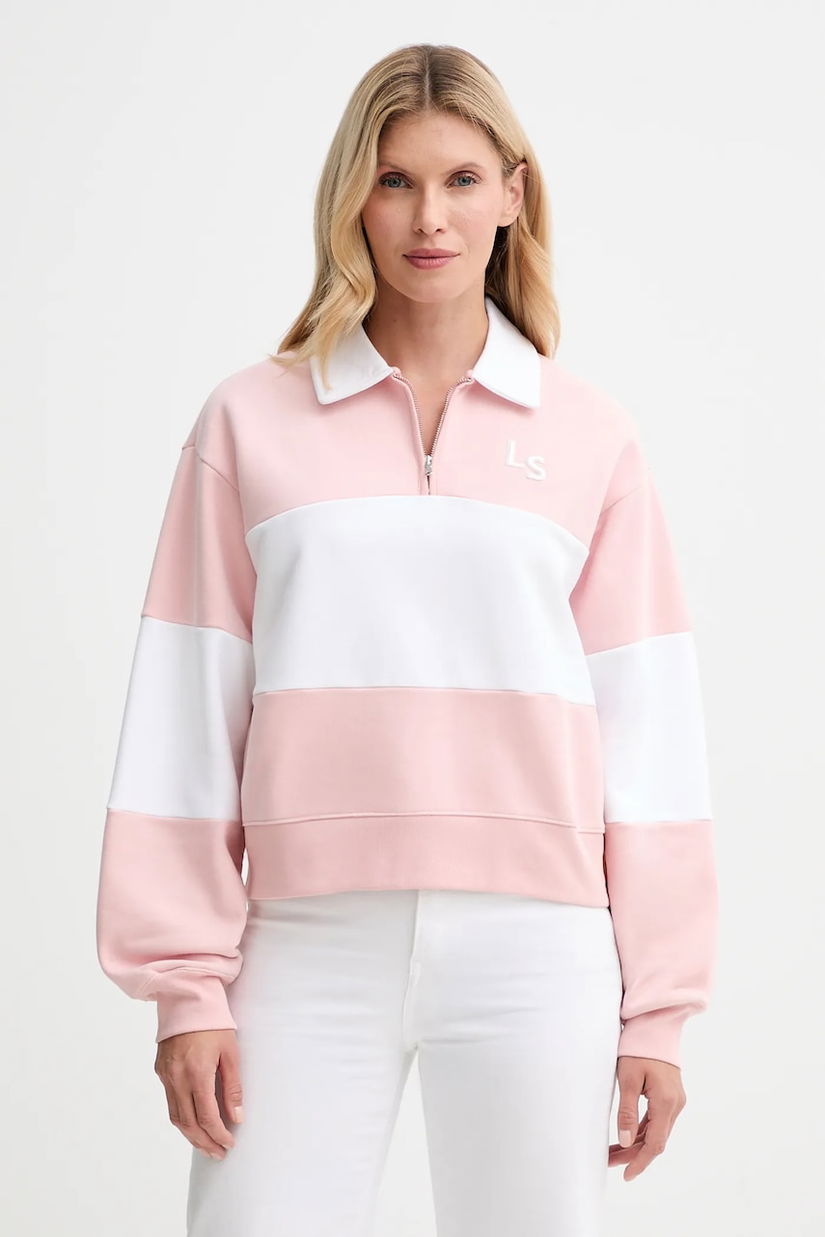 Levi's hanorac de bumbac culoarea roz, cu imprimeu, 003QM