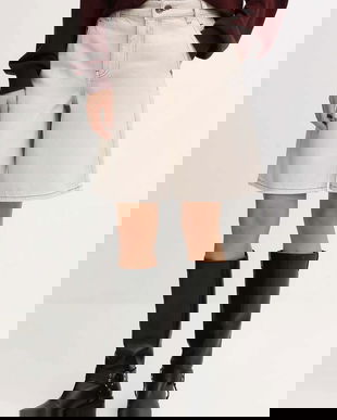 Miss Sixty pantaloni scurți jeans culoarea bej, uni, high waist, 6S3JJ47100