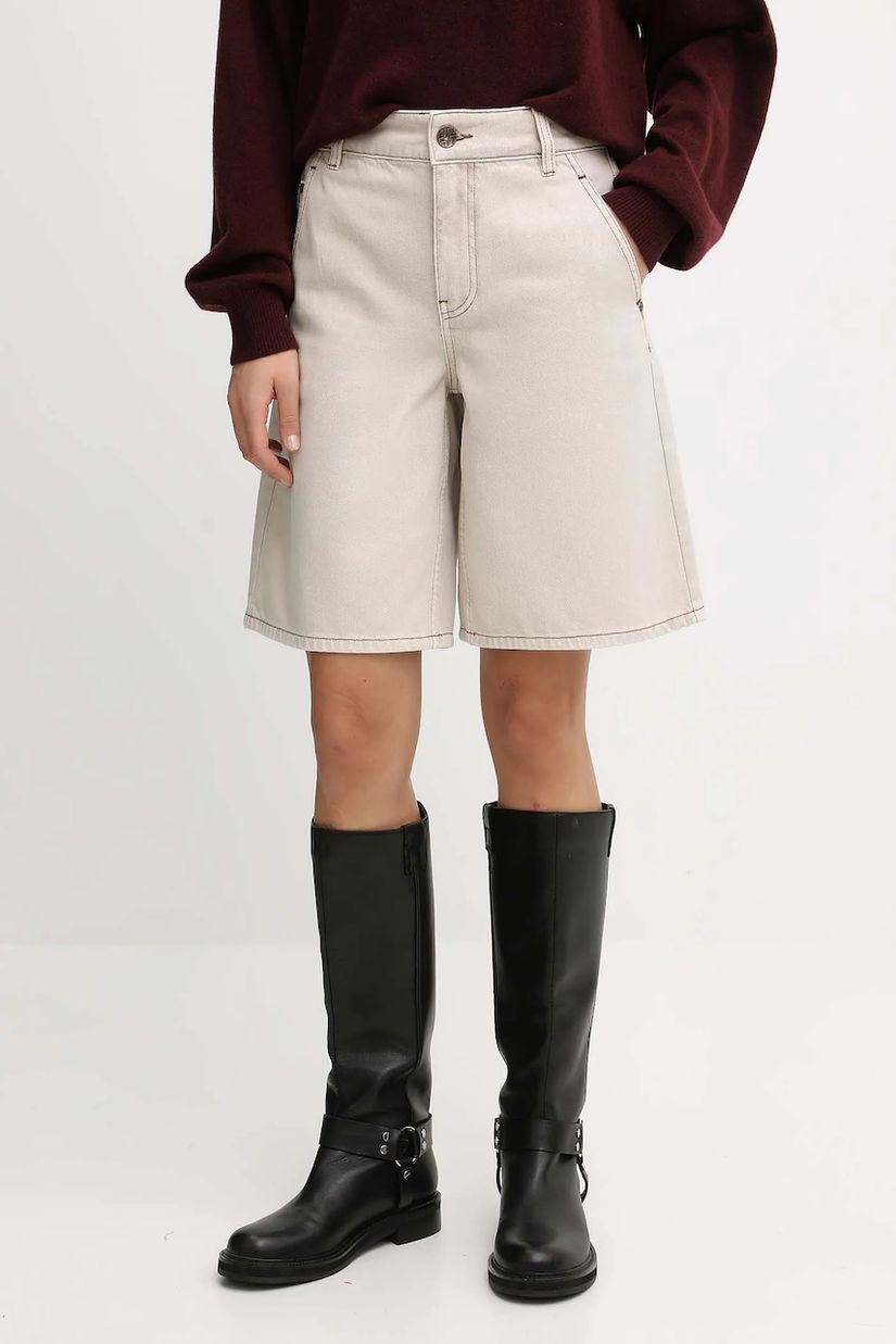 Miss Sixty pantaloni scurți jeans culoarea bej, uni, high waist, 6S3JJ47100