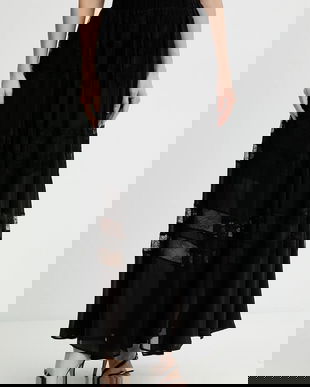 Marella fustă culoarea negru, maxi, evazați, 2523106082200