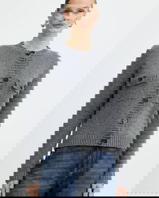 Weekend Max Mara cardigan din lână OLBIA culoarea gri, 2525346032600