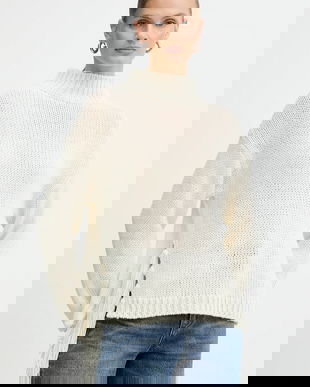 Marella pulover din amestec de lână Emme by Marella culoarea bej, călduros, cu turtleneck, 2525366082200