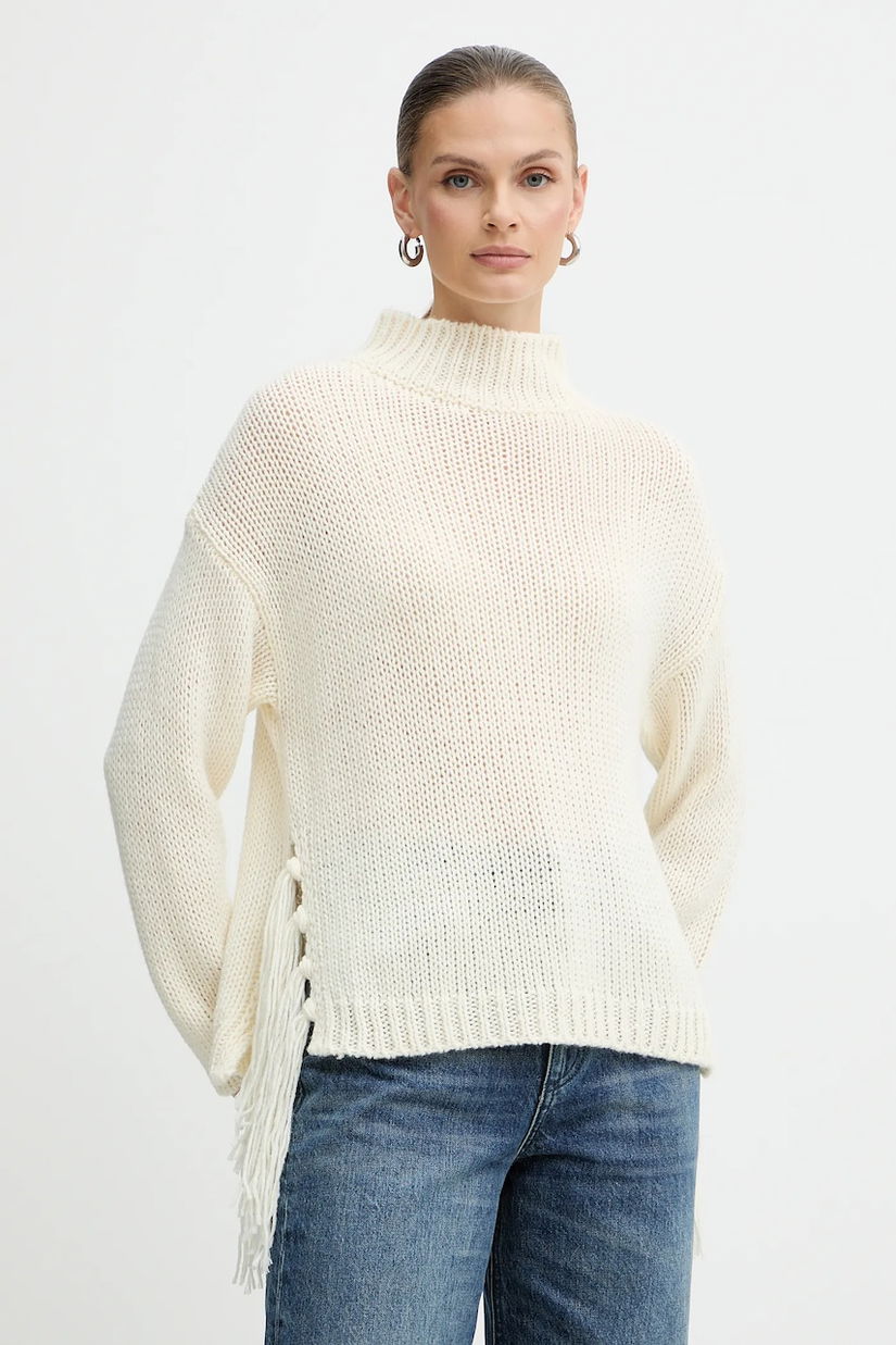 Marella pulover din amestec de lână Emme by Marella culoarea bej, călduros, cu turtleneck, 2525366082200