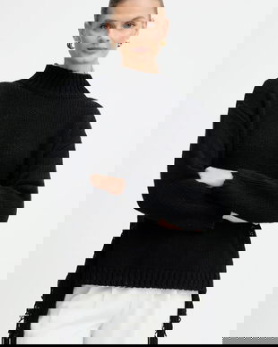 Marella pulover din amestec de lână Emme by Marella culoarea negru, călduros, cu turtleneck, 2525366082200