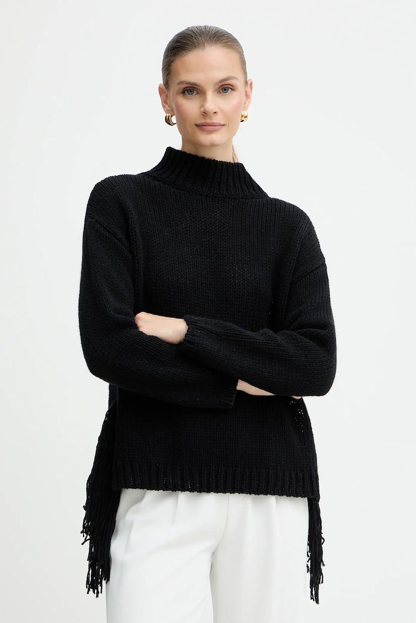 Marella pulover din amestec de lână Emme by Marella culoarea negru, călduros, cu turtleneck, 2525366082200