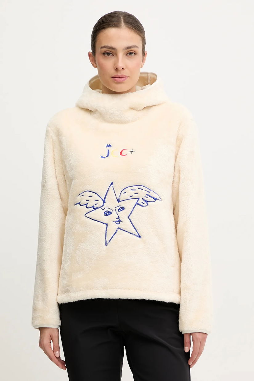Rossignol hanorac fleece JCC culoarea bej, cu glugă, cu imprimeu, RLOWS01