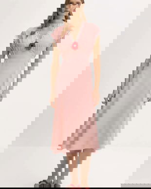 The Sleeper rochie din viscoză culoarea roz, midi, drept, PMDDR03P006L