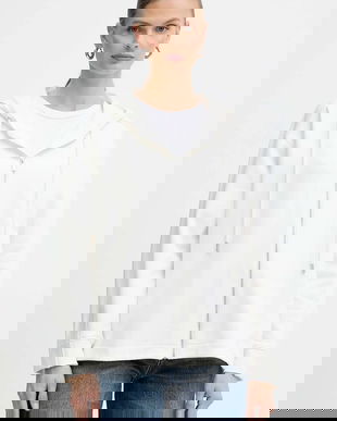 MM bluză ONORE culoarea alb, cu glugă, uni, 2526926018600