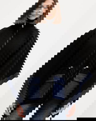 Desigual poncho DENIM ALDAMA culoarea negru, 25WAIA15