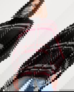 Desigual poncho CHECKS ALDAMA culoarea bordo, light, 25WAIA11