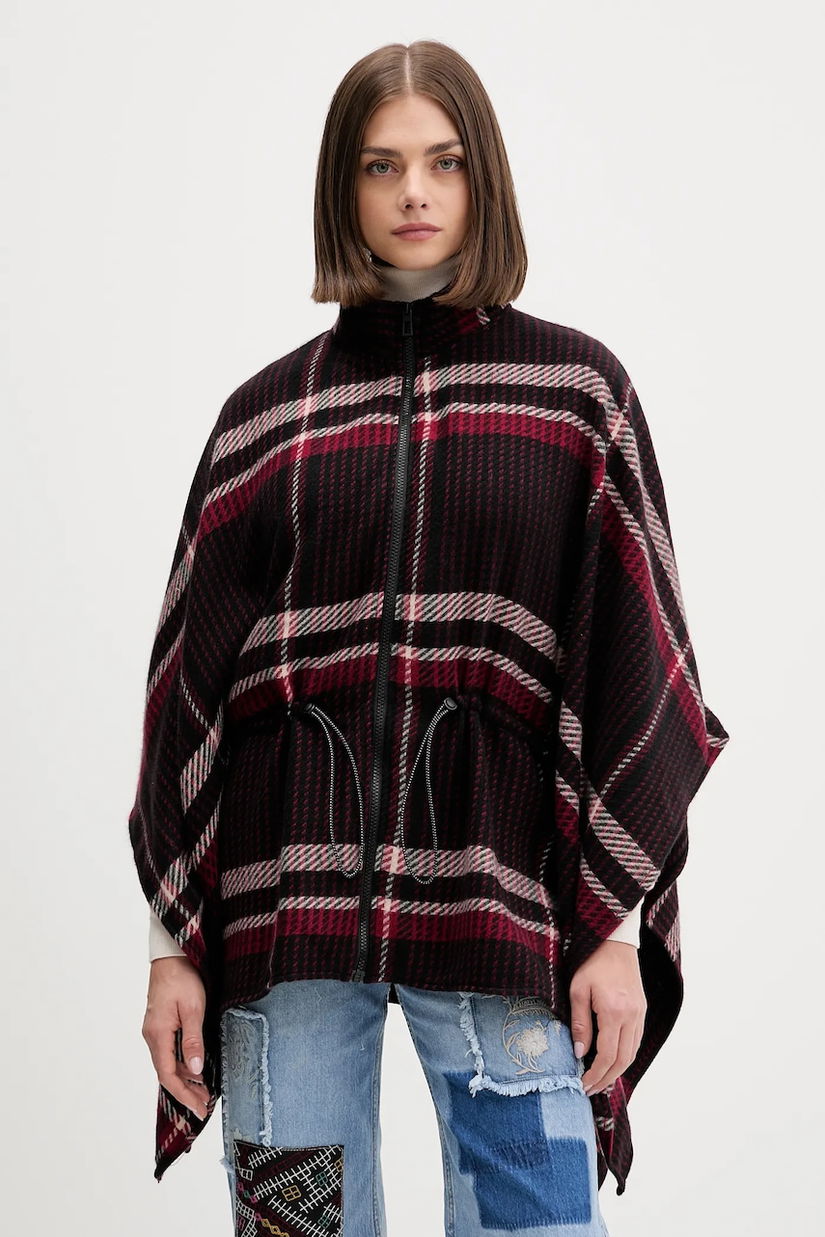 Desigual poncho CHECKS ALDAMA culoarea bordo, light, 25WAIA11