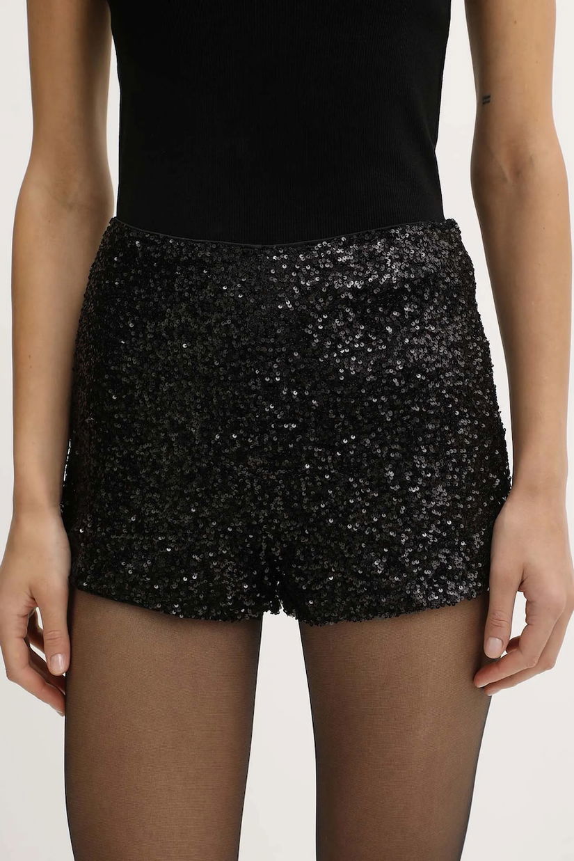 Never Fully Dressed pantaloni scurți culoarea negru, uni, high waist, NFDTR562