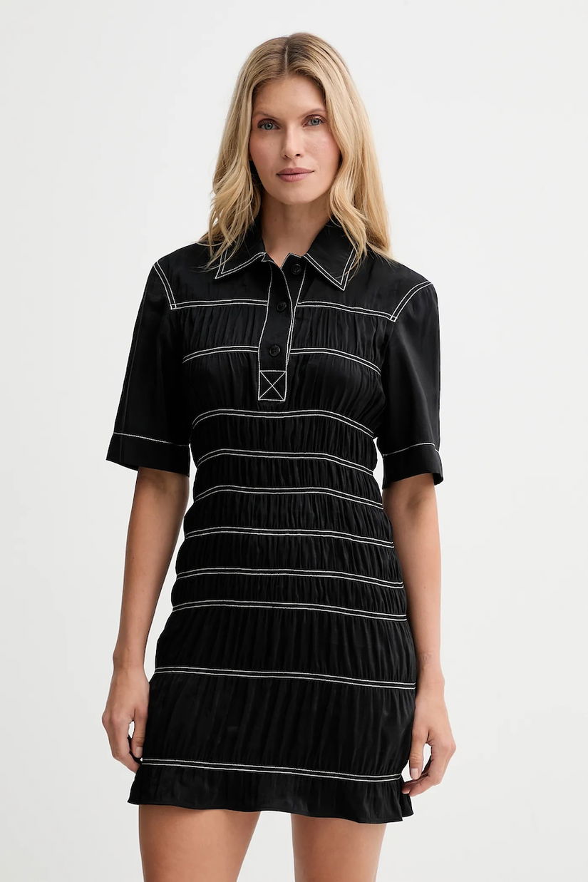 Nanushka rochie culoarea negru, mini, drept, NW25PFDR09999