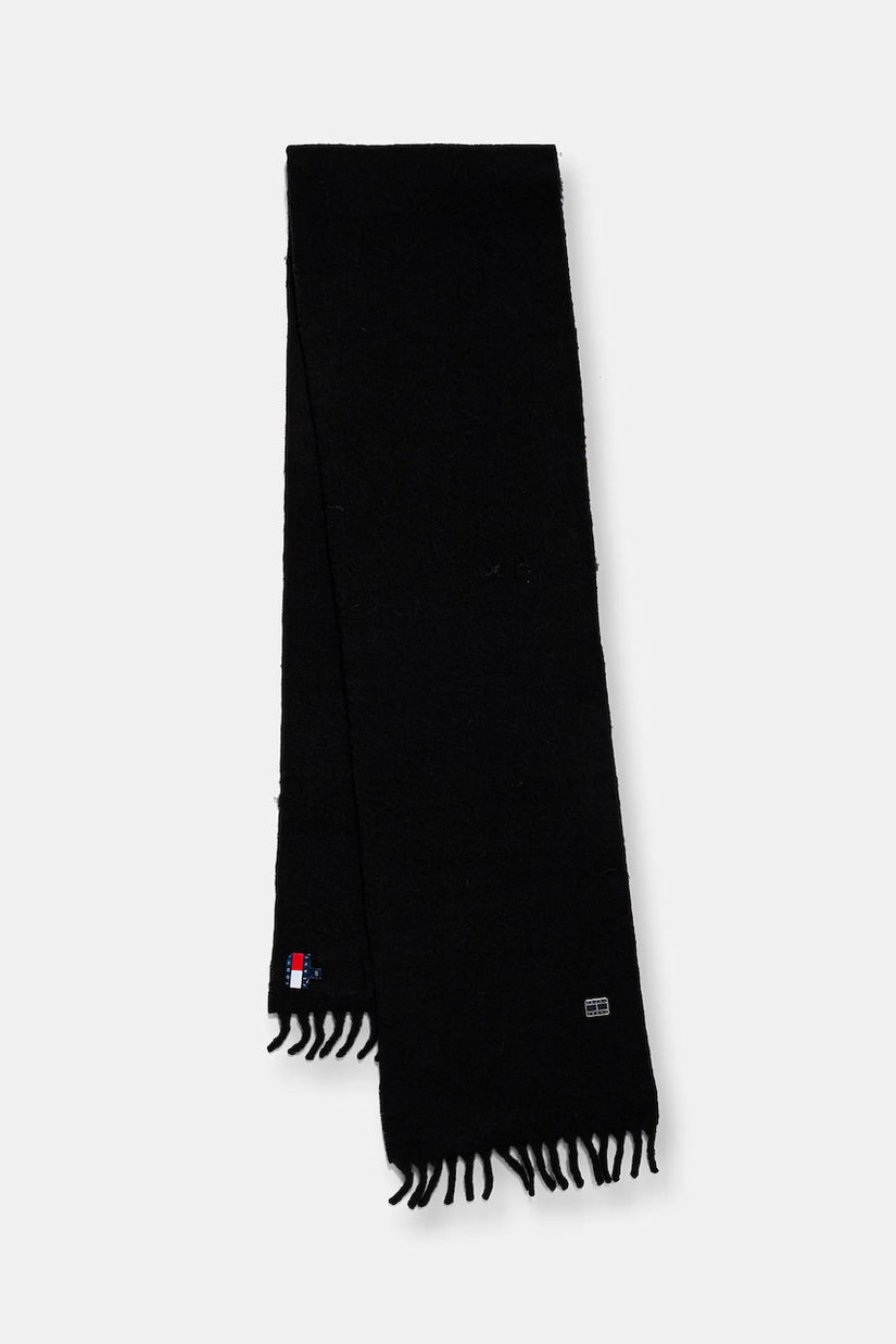 Tommy Jeans eșarfă cu lână culoarea negru, uni, AW0AW17903