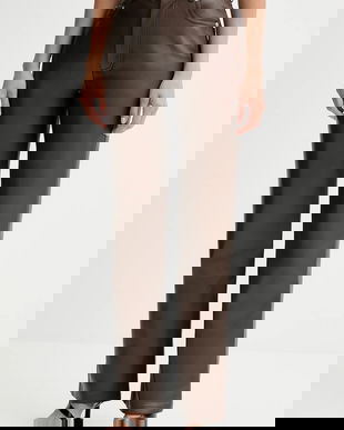 Nanushka pantaloni culoarea maro, evazați, high waist, NW25PFPA15278