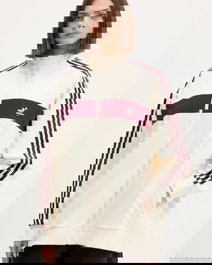 adidas Originals bluză 3-Stripes culoarea bej, cu imprimeu, KA7751