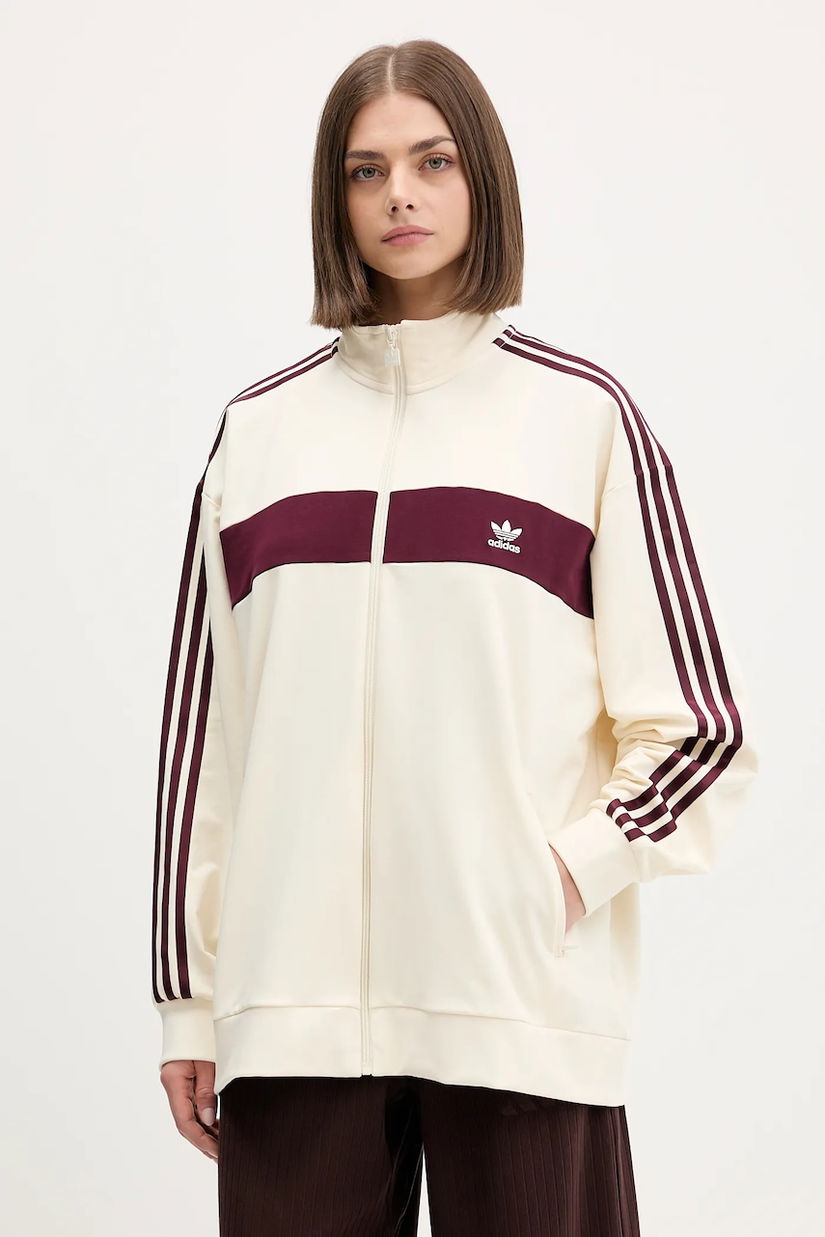 adidas Originals bluză 3-Stripes culoarea bej, cu imprimeu, KA7751