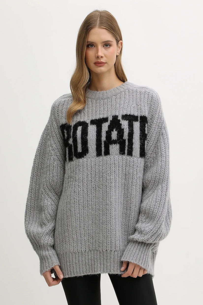 Rotate pulover din amestec de lână culoarea gri, 114641039