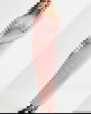 Nanushka rochie culoarea roz, maxi, mulată, NW25PFDR07931