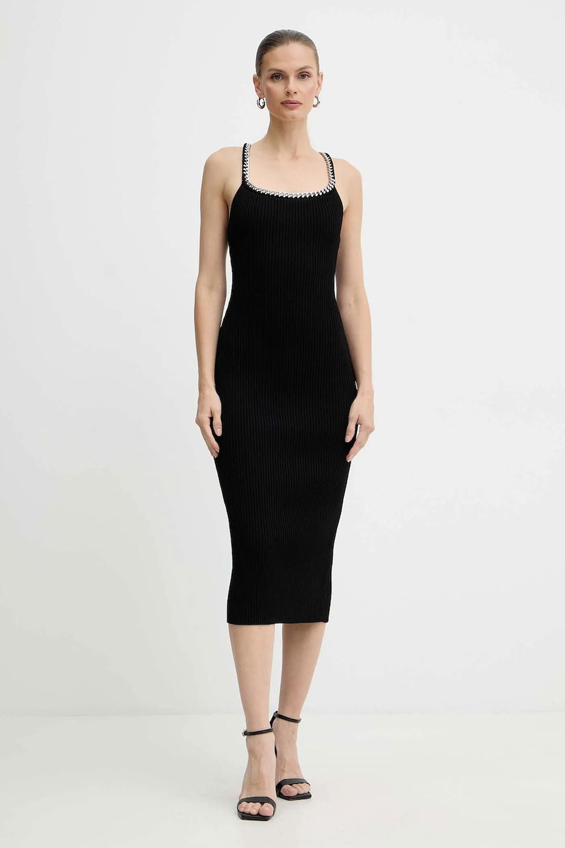 MICHAEL Michael Kors rochie culoarea negru, midi, mulată, MF5835V33D