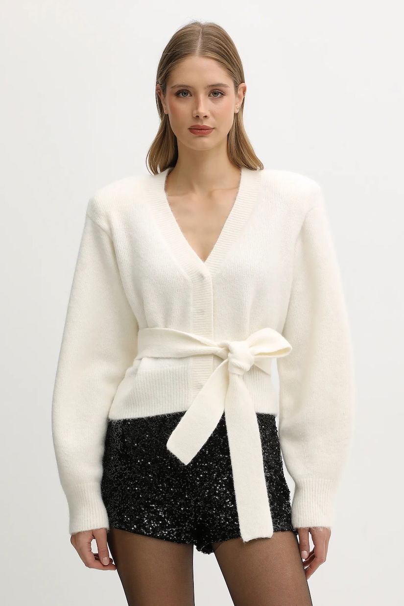 Rotate cardigan din amestec de lână culoarea bej, 114736857