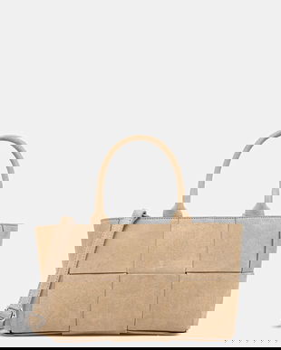 Answear.LAB geanta de mana din piele intoarsa culoarea bej