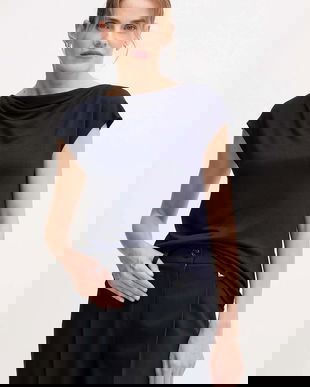 United Colors of Benetton bluză culoarea bleumarin, uni, 31NLD10AS