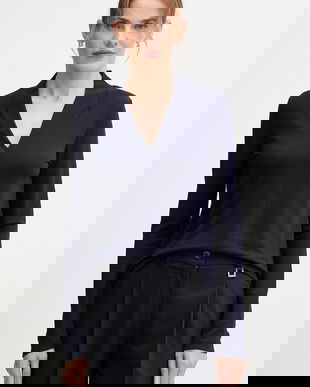 United Colors of Benetton bluză culoarea bleumarin, uni, 31NLD401X