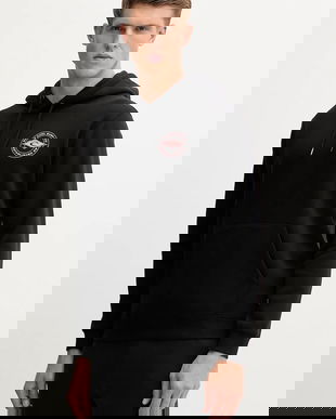 Rip Curl bluză STAPLE culoarea negru, cu glugă, cu imprimeu, 095MFL