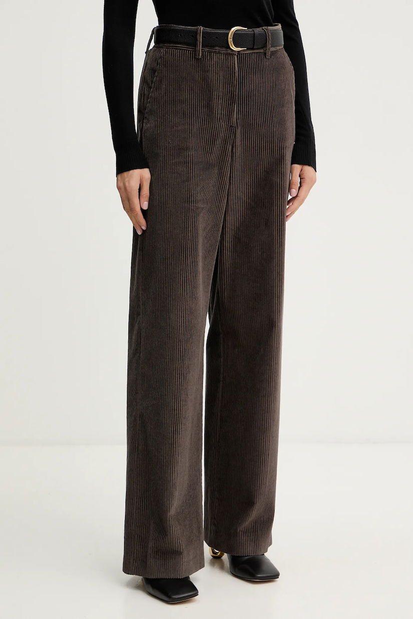 Weekend Max Mara pantaloni de catifea cord TANIA culoarea maro, drept, high waist, 2525136092600