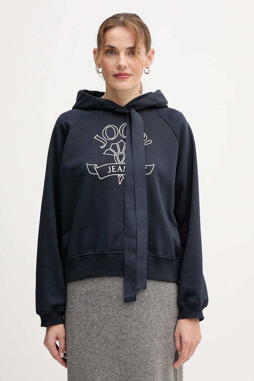 Joop! hanorac de bumbac culoarea negru, cu glugă, cu imprimeu, 30046176