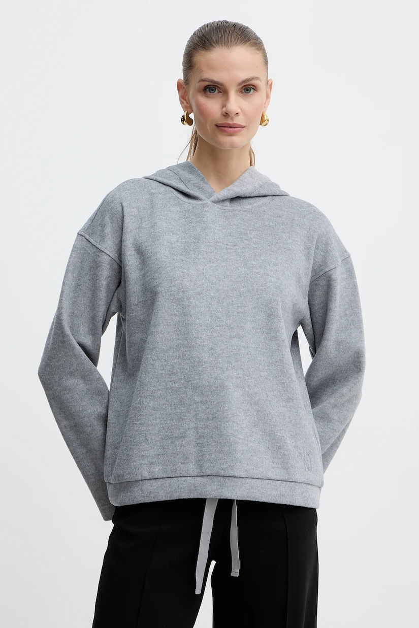Weekend Max Mara hanorac din amestec de lână OSCURI culoarea gri, cu glugă, uni, 2525926012600