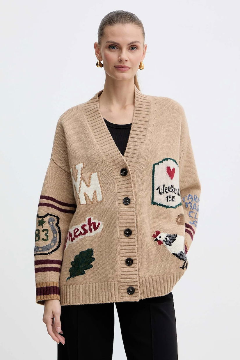 Weekend Max Mara cardigan din lână BELGIO culoarea bej, călduros, 2525346082600