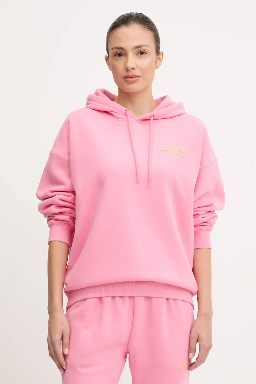 Rip Curl bluză SURF PUFF HERITAGE culoarea bej, cu glugă, cu imprimeu, 06AWFL
