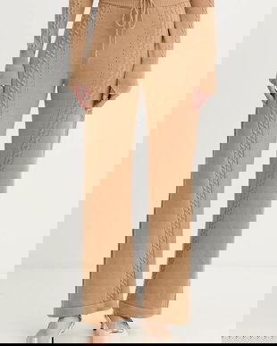 Ermanno Scervino LIFE pantaloni din amestec de lână culoarea maro, drept, high waist, D474P501NJG