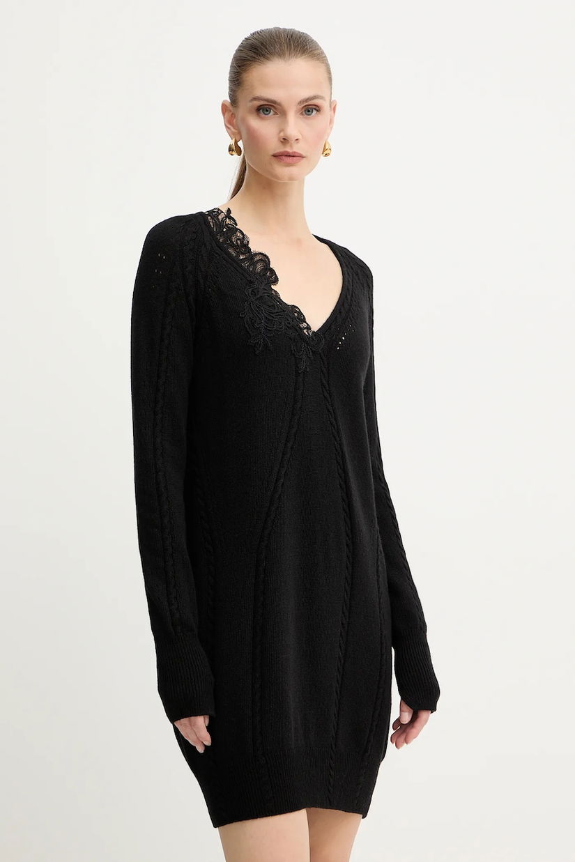 Ermanno Scervino LIFE rochie din amestec de lână culoarea negru, mini, drept, D474Q501APNJG