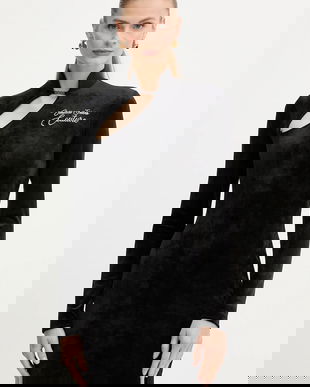 Versace Jeans Couture rochie de catifea culoarea negru, mini, mulată, 79HAO9A1 J0241