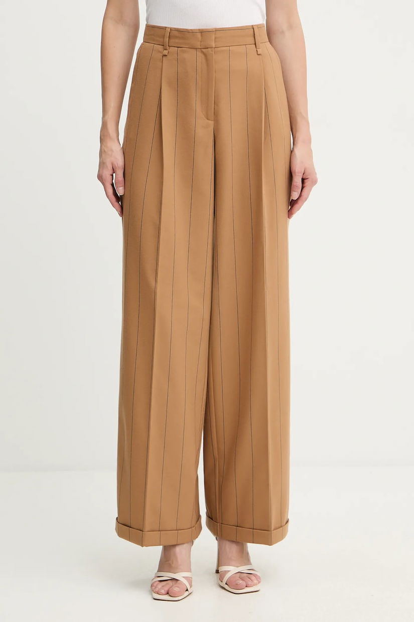 MAX&Co. pantaloni culoarea maro, drept, high waist, 2526136053200