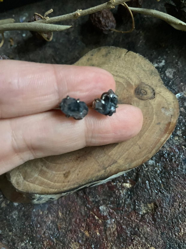 Cercei din argint 925 si pietre brute de diamant herkimer
