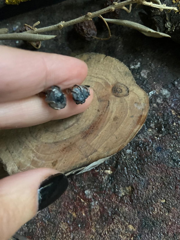 Cercei din argint 925 si pietre brute de diamant herkimer