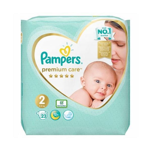 SHORT LIFE - Scutece pentru Nou-nascuti - Pampers Premium Care New Baby, marimea 2 (4-8 kg), 23 buc