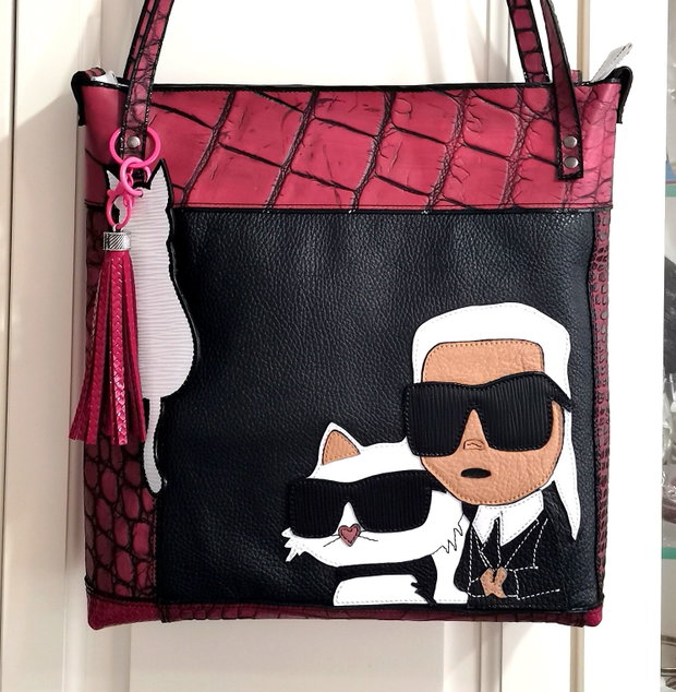 Geanta piele naturala*Tote bag*Love Cat