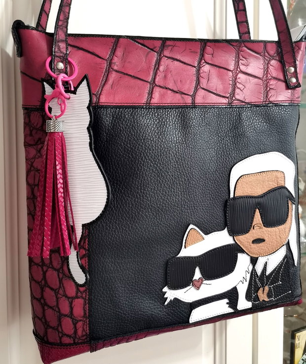 Geanta piele naturala*Tote bag*Love Cat