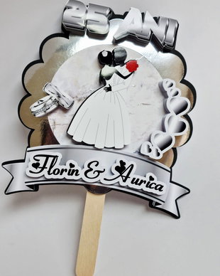 Topper Tort Nunta de Argint Personalizat - Aniversare 25 Ani Casatorie - Decor Elegant Eveniment