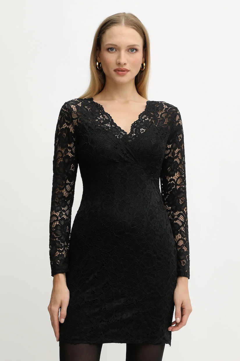 Morgan rochie culoarea negru, mini, evazati, RENEE