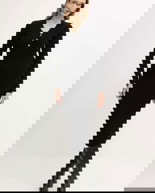 Morgan rochie culoarea negru, midi, mulata, RMEXAS