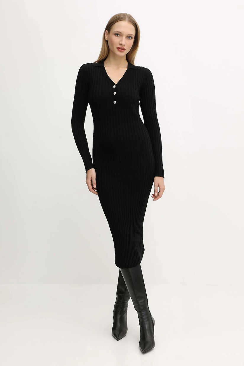 Morgan rochie culoarea negru, midi, mulata, RMEXAS