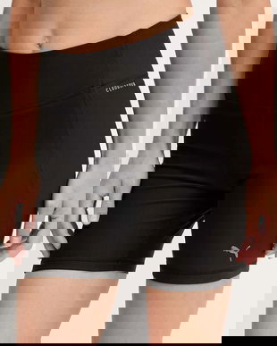 Puma pantaloni scurți de antrenament culoarea negru, uni, high waist, 527454