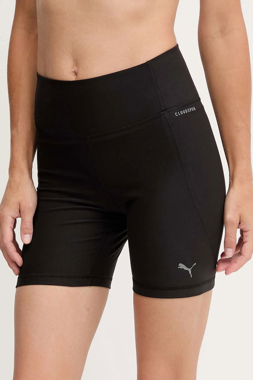 Puma pantaloni scurți de antrenament culoarea negru, uni, high waist, 527454