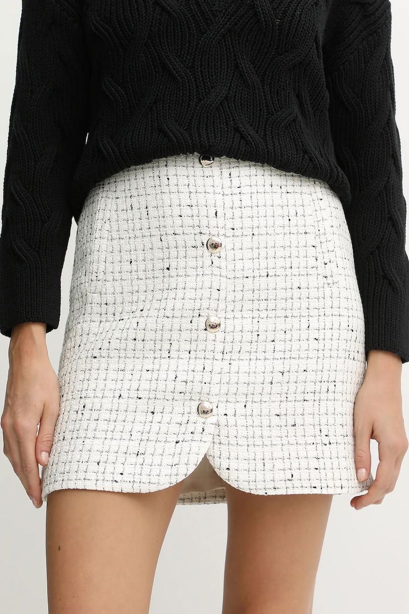 Morgan fusta culoarea bej, mini, drept, JGABY